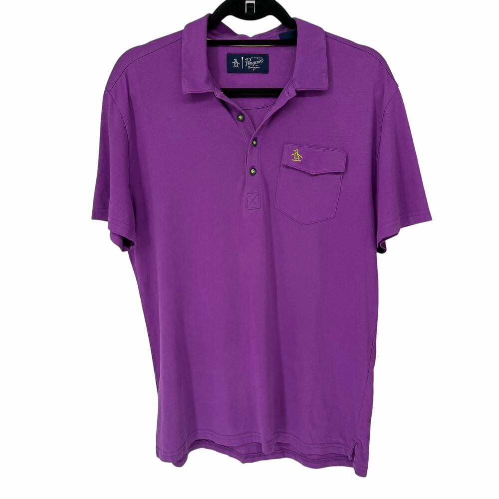 Penguin Purple Short Sleeve Polo Shirt Sz Medium